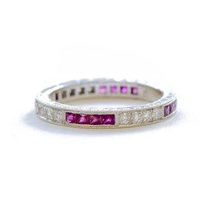 18k White Gold Ruby & Diamond Eternity Ring